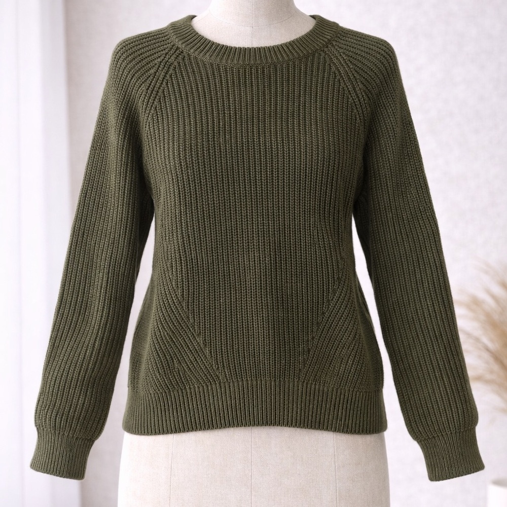 Philosophy Olive Ribbed Crewneck Sweater